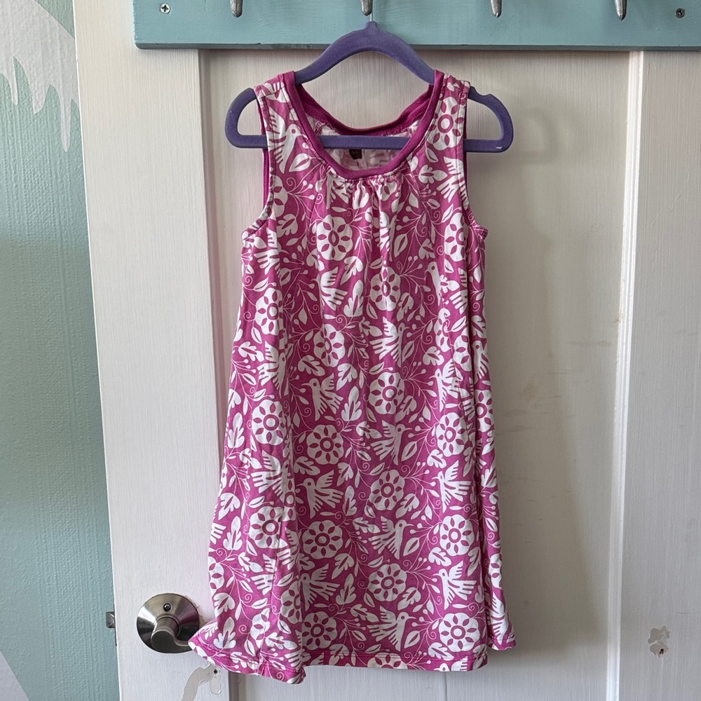Tea Collection Pink and White Floral Sleeveless Dress